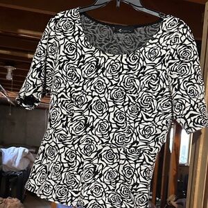 Black and White Floral Women's Top